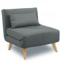 Adjustable Corner Sofa Single Seater Lounge Linen Bed Seat - Dark Grey thumbnail 1