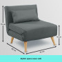 Adjustable Corner Sofa Single Seater Lounge Linen Bed Seat - Dark Grey thumbnail 7