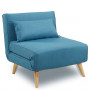 Adjustable Corner Sofa Single Seater Lounge Linen Bed Seat - Blue thumbnail 1