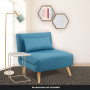Adjustable Corner Sofa Single Seater Lounge Linen Bed Seat - Blue thumbnail 4