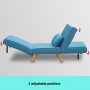 Adjustable Corner Sofa Single Seater Lounge Linen Bed Seat - Blue thumbnail 5