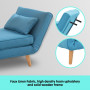 Adjustable Corner Sofa Single Seater Lounge Linen Bed Seat - Blue thumbnail 6