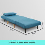 Adjustable Corner Sofa Single Seater Lounge Linen Bed Seat - Blue thumbnail 8