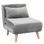 Adjustable Corner Single Seater Lounge Suede Sofa Bed Chair Light Grey thumbnail 1