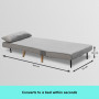 Adjustable Corner Single Seater Lounge Suede Sofa Bed Chair Light Grey thumbnail 6
