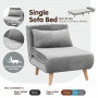 Adjustable Corner Single Seater Lounge Suede Sofa Bed Chair Light Grey thumbnail 7