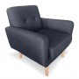 Sarantino 6 Seater Linen Fabric Sofa Couch Futon Lounge Set Dark Grey thumbnail 11