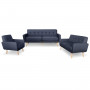 Sarantino 6 Seater Linen Fabric Sofa Couch Futon Lounge Set Dark Grey thumbnail 1