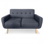Sarantino 6 Seater Linen Fabric Sofa Couch Futon Lounge Set Dark Grey thumbnail 3