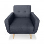 Sarantino 6 Seater Linen Fabric Sofa Couch Futon Lounge Set Dark Grey thumbnail 4