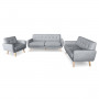 Sarantino 6 Seater Linen Fabric Sofa Couch Futon Lounge Set Light Grey thumbnail 1
