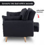 Sarantino 3 Seater Modular Linen Fabric Sofa Bed Couch Futon - Black thumbnail 8