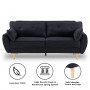 Sarantino 3 Seater Modular Linen Fabric Sofa Bed Couch Futon - Black thumbnail 9