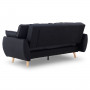 Sarantino 3 Seater Modular Linen Fabric Sofa Bed Couch Futon - Black thumbnail 5