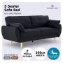Sarantino 3 Seater Modular Linen Fabric Sofa Bed Couch Futon - Black thumbnail 12