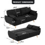 Sarantino 3 Seater Modular Linen Fabric Sofa Bed Couch Futon - Black thumbnail 11