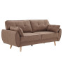 Sarantino 3 Seater Modular Linen Fabric Sofa Bed Couch Futon - Brown thumbnail 1