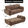 Sarantino 3 Seater Modular Linen Fabric Sofa Bed Couch Futon - Brown thumbnail 2