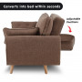 Sarantino 3 Seater Modular Linen Fabric Sofa Bed Couch Futon - Brown thumbnail 12