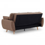 Sarantino 3 Seater Modular Linen Fabric Sofa Bed Couch Futon - Brown thumbnail 6