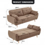 Sarantino 3 Seater Modular Linen Fabric Sofa Bed Couch Futon - Brown thumbnail 9