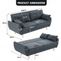 Sarantino 3 Seater Modular Linen Fabric Sofa Bed Couch - Dark Grey thumbnail 8