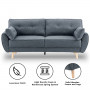 Sarantino 3 Seater Modular Linen Fabric Sofa Bed Couch - Dark Grey thumbnail 1