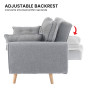 Sarantino 3 Seater Modular Linen Fabric Sofa Bed Couch - Dark Grey thumbnail 11