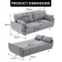 Sarantino 3 Seater Modular Linen Fabric Sofa Bed Couch - Dark Grey thumbnail 2