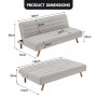 Sarantino 3 Seater Modular Linen Fabric Sofa Bed Couch Futon - Beige thumbnail 8