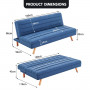 Sarantino 3 Seater Modular Linen Fabric Sofa Bed Couch  - Dark Blue thumbnail 7