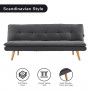 Sarantino 3 Seater Linen Sofa Bed Couch Lounge Futon - Dark Grey thumbnail 2