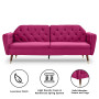 Sarantino Faux Velvet Sofa Bed Couch Furniture  Suite Seat Burgundy thumbnail 10