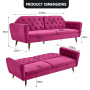 Sarantino Faux Velvet Sofa Bed Couch Furniture  Suite Seat Burgundy thumbnail 8