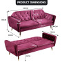 Sarantino Faux Velvet Sofa Bed Couch Furniture  Suite Seat Burgundy thumbnail 9