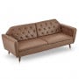 Sarantino Faux Leather Sofa Bed Couch Furniture Lounge Seat Brown thumbnail 4