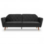 Sarantino Faux Velvet Sofa Bed Couch Lounge Suite Futon Black thumbnail 1