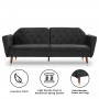 Sarantino Faux Velvet Sofa Bed Couch Lounge Suite Futon Black thumbnail 2