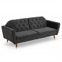 Sarantino Faux Velvet Sofa Bed Couch Lounge Suite Futon Black thumbnail 4