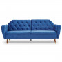 Sarantino Faux Velvet Sofa Bed Couch Furniture Lounge Suite Futon Blue thumbnail 1