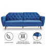 Sarantino Faux Velvet Sofa Bed Couch Furniture Lounge Suite Futon Blue thumbnail 2