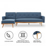 Sarantino 3-Seater wooden Corner Sofa Bed Lounge Chaise Couch - Blue thumbnail 2
