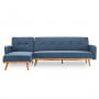 Sarantino 3-Seater wooden Corner Sofa Bed Lounge Chaise Couch - Blue thumbnail 1