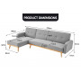 Sarantino 3-Seater Wooden Corner Bed Lounge Chaise Sofa - Light Grey thumbnail 9