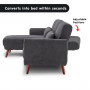 Sarantino Faux Velvet Sofa Bed Couch Lounge Chaise Cushions D.Grey thumbnail 10