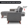 Sarantino Faux Velvet Sofa Bed Couch Lounge Chaise Cushions L.Grey thumbnail 9