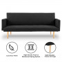 Sarantino 3 Seater Modular Linen Fabric Sofa Bed Couch Armrest Black thumbnail 2