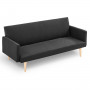 Sarantino 3 Seater Modular Linen Fabric Sofa Bed Couch Armrest Black thumbnail 4