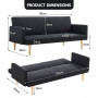 Sarantino 3 Seater Modular Linen Fabric Sofa Bed Couch Armrest Black thumbnail 9