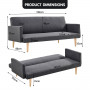 Sarantino 3 Seater Modular Linen Fabric Sofa Bed Couch Dark Grey thumbnail 10